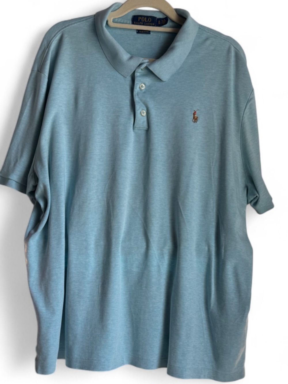 Ralph Lauren Men’s Heather Light Blue Polo Shirt with Embroidered Pony